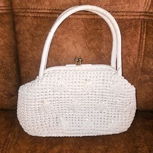 Vintage white beaded handbag/clutch/purse